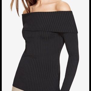 🌑🔥BCBGMaxazria Risa Off Shoulder Ribbed Top